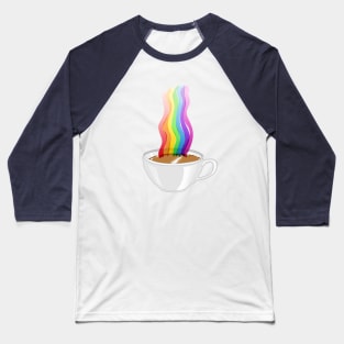 Rainbow Steaming Coffee Cup Baseball T-Shirt